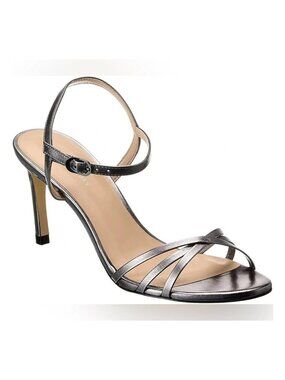 $550 Stuart Weitzman Starla Sandal SIMPLE HEEL LEATHER GUNMETAL 9 (DD16)